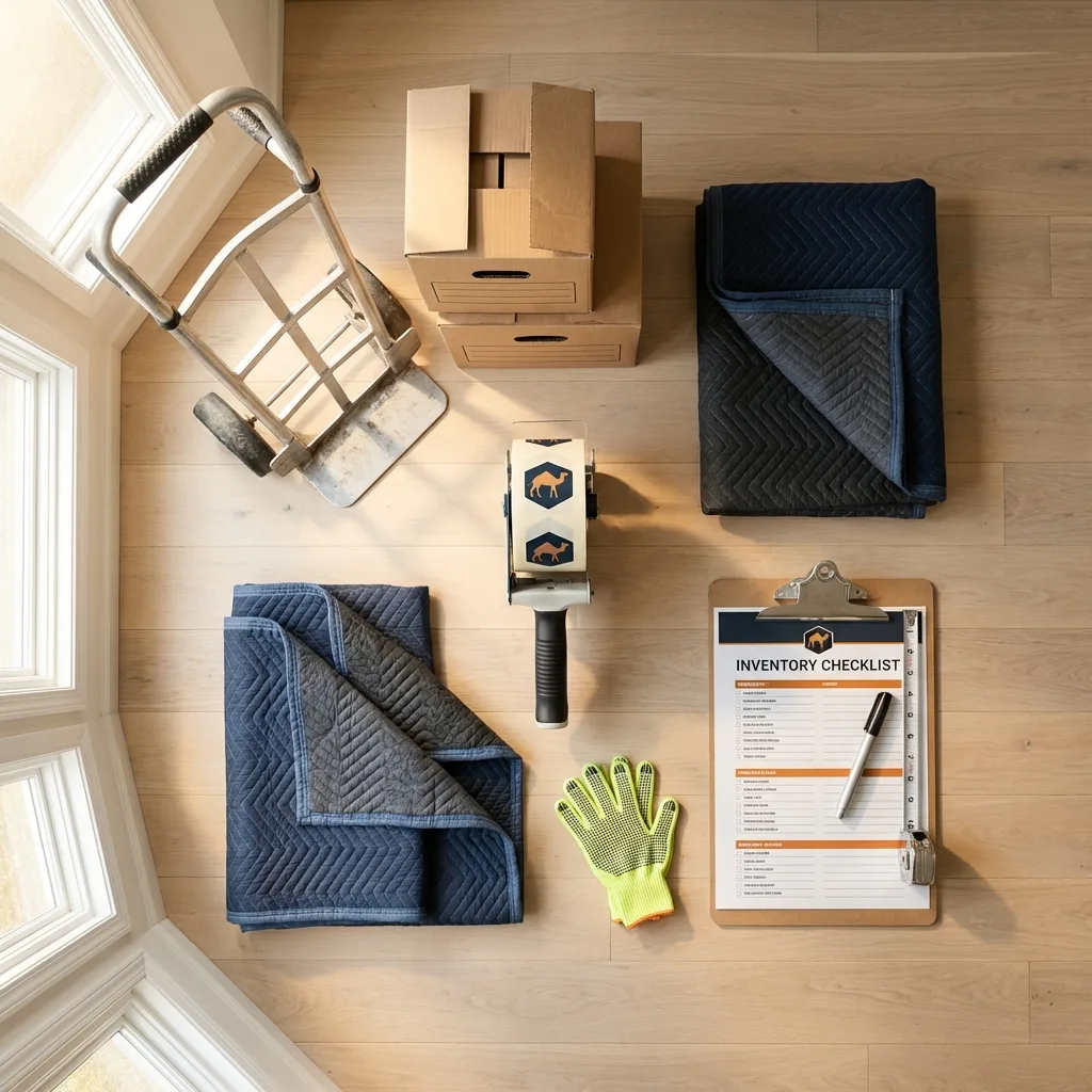 Professional moving supplies and packing materials layout for Lenox residential relocations